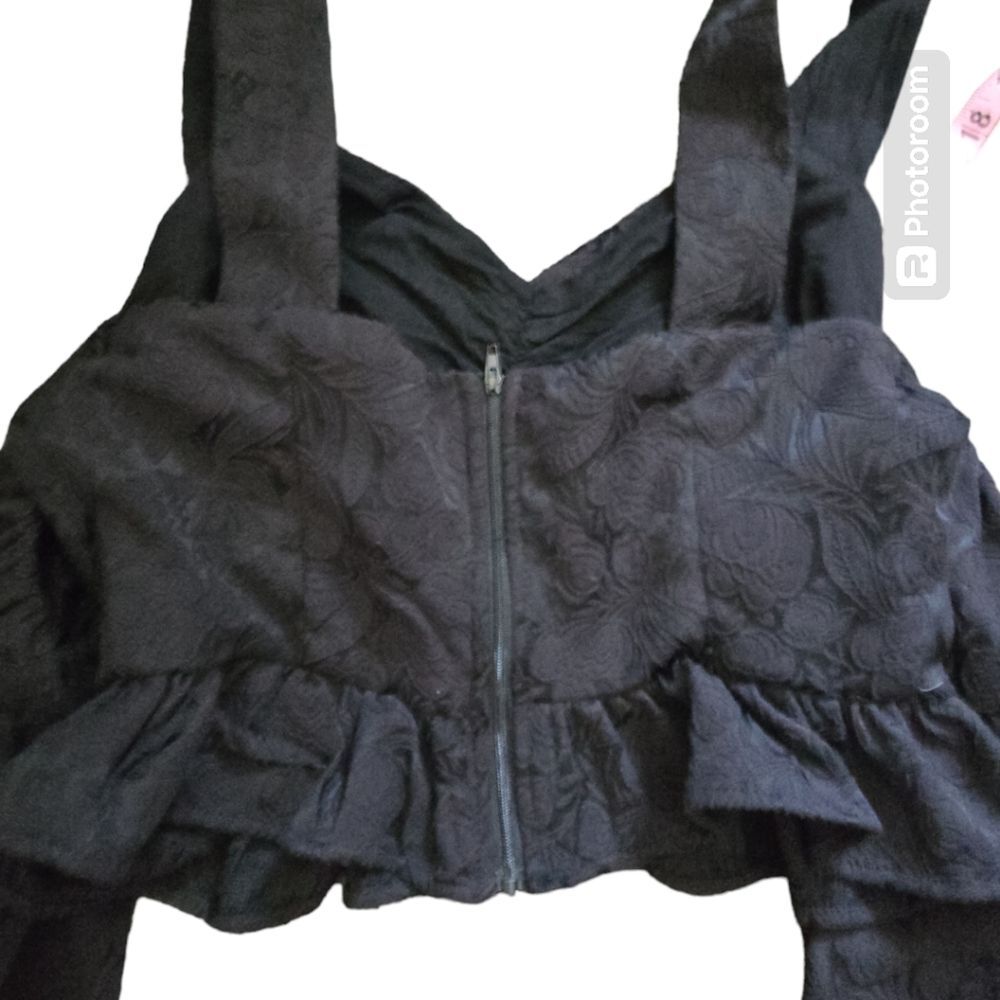 Jacquard Cold Shoulder Puff Sleeve Top - 4 - Picture 4 of 8